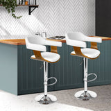 darrahopens Furniture > Bar Stools & Chairs Artiss Set of 2 Wooden PU Leather Bar Stool - White and Chrome