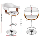 darrahopens Furniture > Bar Stools & Chairs Artiss Set of 2 Wooden PU Leather Bar Stool - White and Chrome