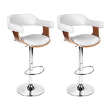 darrahopens Furniture > Bar Stools & Chairs Artiss Set of 2 Wooden PU Leather Bar Stool - White and Chrome