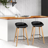 darrahopens Furniture > Bar Stools & Chairs Artiss Set of 2 Wooden Square Footrest Bar Stools - Black