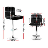darrahopens Furniture > Bar Stools & Chairs Artiss Set of 4 Bar Stools Gas lift Swivel Armrests - Steel and Black