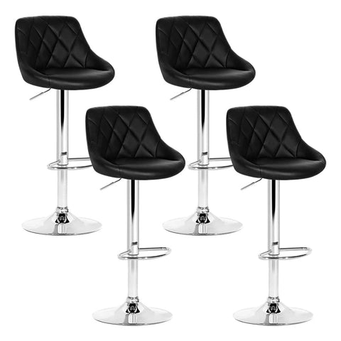 darrahopens Furniture > Bar Stools & Chairs Artiss Set of 4 Bar Stools PU Leather Diamond Style - Black