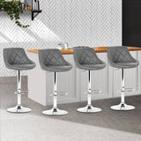 darrahopens Furniture > Bar Stools & Chairs Artiss Set of 4 Bar Stools PU Leather Diamond Style - Grey