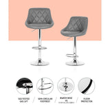 darrahopens Furniture > Bar Stools & Chairs Artiss Set of 4 Bar Stools PU Leather Diamond Style - Grey