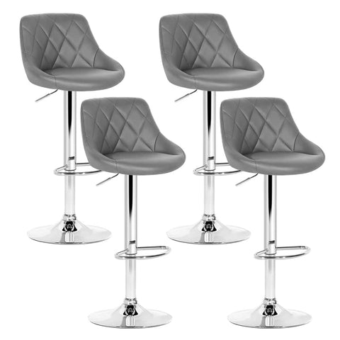 darrahopens Furniture > Bar Stools & Chairs Artiss Set of 4 Bar Stools PU Leather Diamond Style - Grey