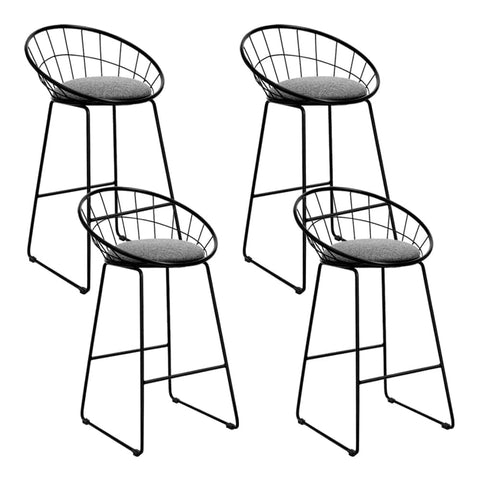 darrahopens Furniture > Bar Stools & Chairs Artiss Set of 4 Bar Stools Steel Fabric - Grey and Black