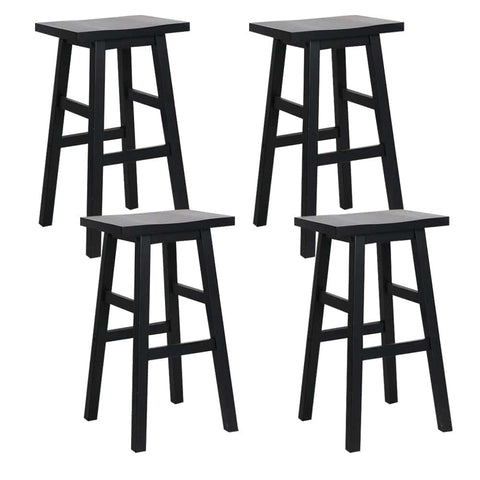 darrahopens Furniture > Bar Stools & Chairs Artiss Set of 4 Beech Wood Bar Stools - Black