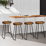 darrahopens Furniture > Bar Stools & Chairs Artiss Set of 4 Elm Wood Backless Bar Stools 65cm - Black and Dark Natural