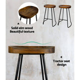 darrahopens Furniture > Bar Stools & Chairs Artiss Set of 4 Elm Wood Backless Bar Stools 65cm - Black and Dark Natural