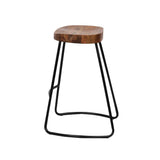 darrahopens Furniture > Bar Stools & Chairs Artiss Set of 4 Elm Wood Backless Bar Stools 65cm - Black and Dark Natural