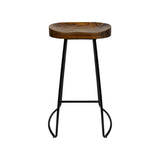 darrahopens Furniture > Bar Stools & Chairs Artiss Set of 4 Elm Wood Backless Bar Stools 65cm - Black and Dark Natural