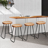 darrahopens Furniture > Bar Stools & Chairs Artiss Set of 4 Elm Wood Backless Bar Stools 65cm - Black and Light Natural