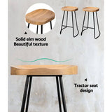 darrahopens Furniture > Bar Stools & Chairs Artiss Set of 4 Elm Wood Backless Bar Stools 65cm - Black and Light Natural