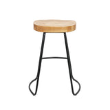 darrahopens Furniture > Bar Stools & Chairs Artiss Set of 4 Elm Wood Backless Bar Stools 65cm - Black and Light Natural