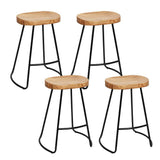 darrahopens Furniture > Bar Stools & Chairs Artiss Set of 4 Elm Wood Backless Bar Stools 65cm - Black and Light Natural