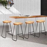 darrahopens Furniture > Bar Stools & Chairs Artiss Set of 4 Elm Wood Backless Bar Stools 75cm - Black and Light Natural