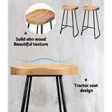 darrahopens Furniture > Bar Stools & Chairs Artiss Set of 4 Elm Wood Backless Bar Stools 75cm - Black and Light Natural