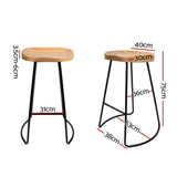 darrahopens Furniture > Bar Stools & Chairs Artiss Set of 4 Elm Wood Backless Bar Stools 75cm - Black and Light Natural