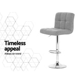 darrahopens Furniture > Bar Stools & Chairs Artiss Set of 4 Fabric Swivel Bar Stools - Grey