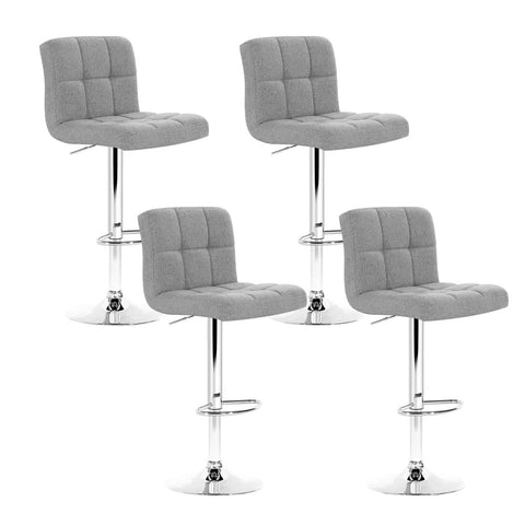darrahopens Furniture > Bar Stools & Chairs Artiss Set of 4 Fabric Swivel Bar Stools - Grey