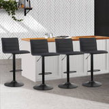 darrahopens Furniture > Bar Stools & Chairs Artiss Set of 4 Faux Linen Bar Stools - Black
