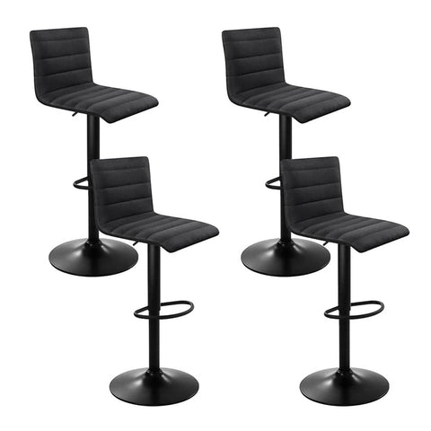 darrahopens Furniture > Bar Stools & Chairs Artiss Set of 4 Faux Linen Bar Stools - Black