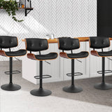 darrahopens Furniture > Bar Stools & Chairs Artiss Set of 4 Kitchen Bar Stools Gas Lift Stool Chairs Swivel Barstool Leather Black