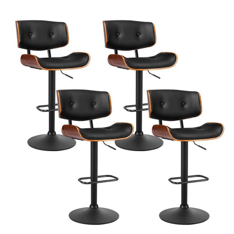darrahopens Furniture > Bar Stools & Chairs Artiss Set of 4 Kitchen Bar Stools Gas Lift Stool Chairs Swivel Barstool Leather Black