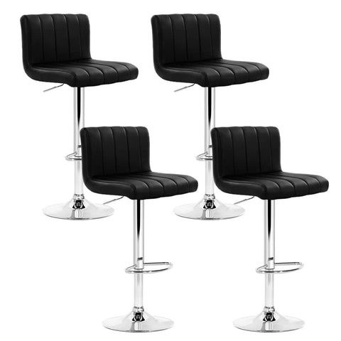 darrahopens Furniture > Bar Stools & Chairs Artiss Set of 4 Line Style PU Leather Bar Stools - Black