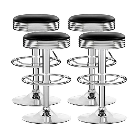 darrahopens Furniture > Bar Stools & Chairs Artiss Set of 4 PU Leather Backless Bar Stools - Black and Chrome