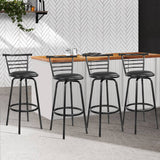 darrahopens Furniture > Bar Stools & Chairs Artiss Set of 4 PU Leather Bar Stools - Black and Steel