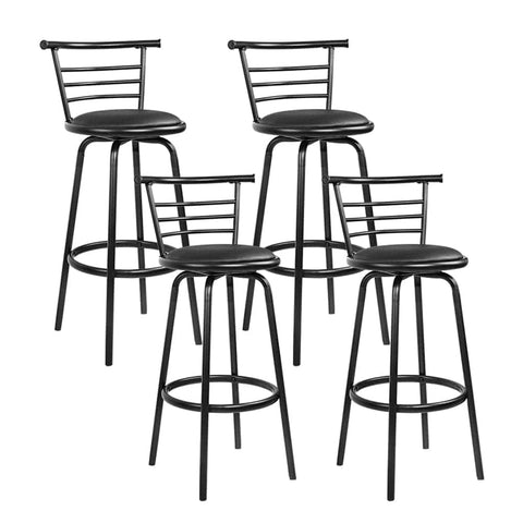 darrahopens Furniture > Bar Stools & Chairs Artiss Set of 4 PU Leather Bar Stools - Black and Steel