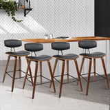 darrahopens Furniture > Bar Stools & Chairs Artiss Set of 4 PU Leather Circular Footrest Bar Stools - Black