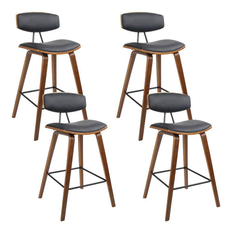 darrahopens Furniture > Bar Stools & Chairs Artiss Set of 4 PU Leather Circular Footrest Bar Stools - Black