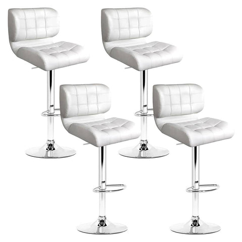 darrahopens Furniture > Bar Stools & Chairs Artiss Set of 4 PU Leather Gas Lift Bar Stools - White and Chrome