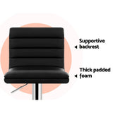 darrahopens Furniture > Bar Stools & Chairs Artiss Set of 4 PU Leather Lined Pattern Bar Stools- Black and Chrome