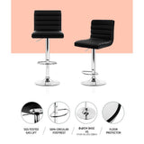 darrahopens Furniture > Bar Stools & Chairs Artiss Set of 4 PU Leather Lined Pattern Bar Stools- Black and Chrome