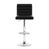 darrahopens Furniture > Bar Stools & Chairs Artiss Set of 4 PU Leather Lined Pattern Bar Stools- Black and Chrome