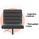 darrahopens Furniture > Bar Stools & Chairs Artiss Set of 4 PU Leather Lined Pattern Bar Stools- Grey and Chrome