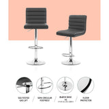 darrahopens Furniture > Bar Stools & Chairs Artiss Set of 4 PU Leather Lined Pattern Bar Stools- Grey and Chrome