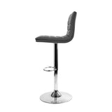 darrahopens Furniture > Bar Stools & Chairs Artiss Set of 4 PU Leather Lined Pattern Bar Stools- Grey and Chrome