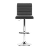 darrahopens Furniture > Bar Stools & Chairs Artiss Set of 4 PU Leather Lined Pattern Bar Stools- Grey and Chrome