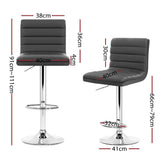 darrahopens Furniture > Bar Stools & Chairs Artiss Set of 4 PU Leather Lined Pattern Bar Stools- Grey and Chrome