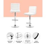 darrahopens Furniture > Bar Stools & Chairs Artiss Set of 4 PU Leather Lined Pattern Bar Stools- White and Chrome