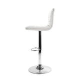 darrahopens Furniture > Bar Stools & Chairs Artiss Set of 4 PU Leather Lined Pattern Bar Stools- White and Chrome