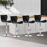 darrahopens Furniture > Bar Stools & Chairs Artiss Set of 4 PU Leather Patterned Bar Stools - Black and Chrome
