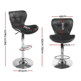 darrahopens Furniture > Bar Stools & Chairs Artiss Set of 4 PU Leather Patterned Bar Stools - Black and Chrome