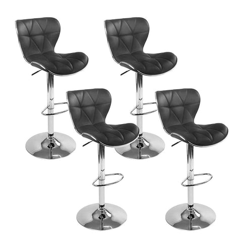 darrahopens Furniture > Bar Stools & Chairs Artiss Set of 4 PU Leather Patterned Bar Stools - Black and Chrome