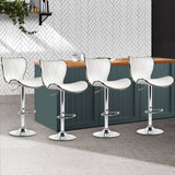 darrahopens Furniture > Bar Stools & Chairs Artiss Set of 4 PU Leather Patterned Bar Stools - White and Chrome