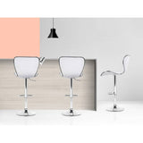darrahopens Furniture > Bar Stools & Chairs Artiss Set of 4 PU Leather Patterned Bar Stools - White and Chrome